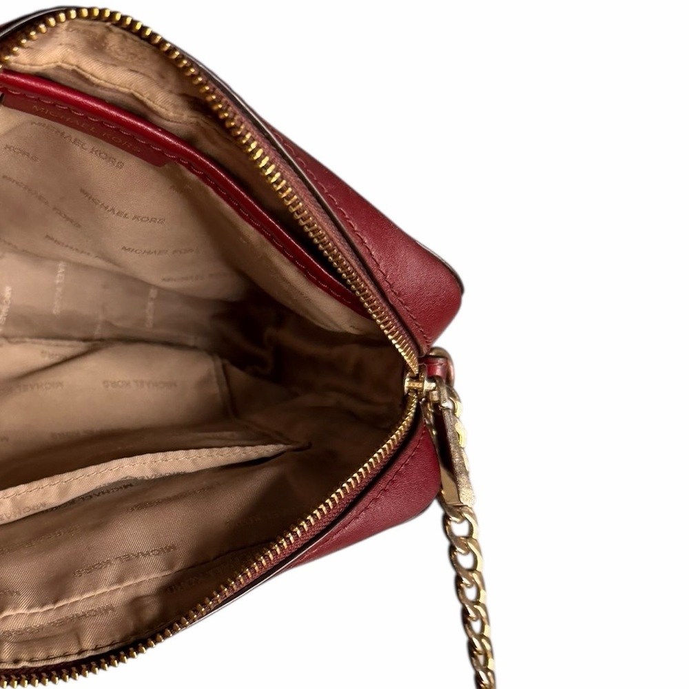 Michael Kors Red/Burgundy & Brown Monogram Crossbody Bag - Picture 9 of 11